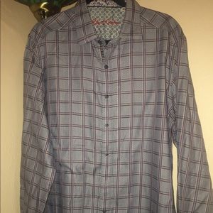 Robert Graham Blue Button Down Shirt XL Classic